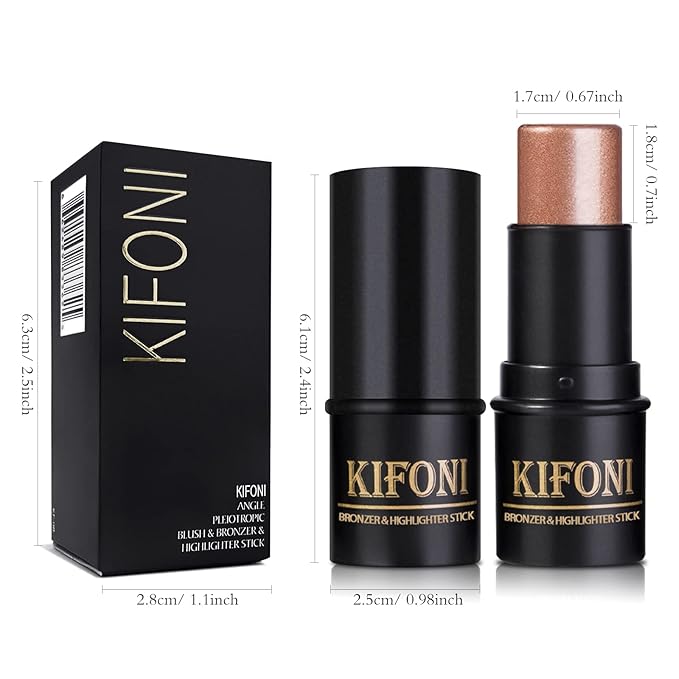 2Pcs Highlighter Stick Cream Contour Stick Makeup Kit, Shimmer Highlighter and Bronzer Stick Contour Wand, Water-proof Long Lasting Smooth Face Brightens & Shades Contouring Stick Illuminator