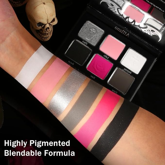 Afflano Pink Goth Eyeshadow Palette, Pink Smokey Eyes Makeup Eyeshadow Pallet With Mirror, for Goth Girls and Women Long Lasting Daily Valentine makeup, Dark Emo Halloween Clown SFX Gothic Looks