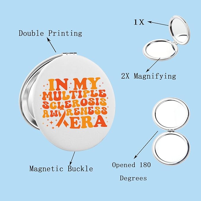 BEKECH Multiple Sclerosis MS Awareness Gift in My Multiple Sclerosis Era Compact Mirror MS Warrior Gifts Orange Ribbon Awareness Gifts