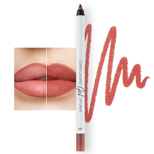Matte Gel Lip Liner Pencil - Weightless & CreamyTexture - Sharpenable - Longwear & Waterproof - High Pigmented & Flawless Finish - Cruelty-free & Paraben-Free - 403, 1,7g/0.05oz. (Burnt Ocher)