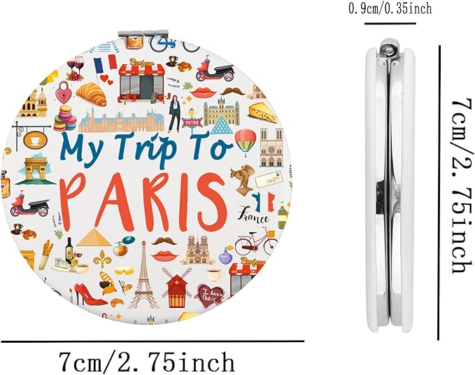 BEKECH Paris Travel Gift My Trip to Paris Travel Makeup Mirror Paris Trip Gift Europe Vacation Pocket Mirror Paris Gifts