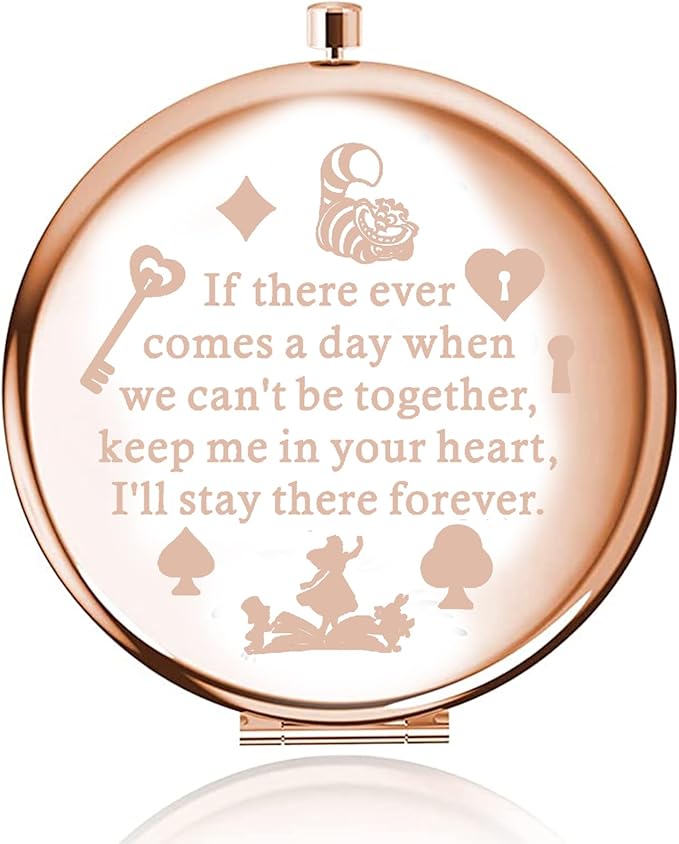 LQRI Cartoon Fans Pocket Mirror Cartoon Cartoon Movie Gift Makeup Mirror Inspiration Gift Friendship Gift (Rose Gold)