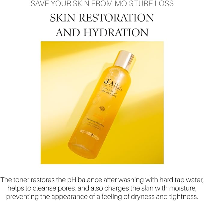 d'alba Piedmont White Truffle Vita Toning Serum Toner, Glass Skin with Double Vitamin Skincare, Face Moisturizer, (6.09 fl. oz)