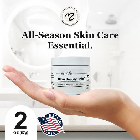 Sweet Bee Naturals Ultra Beauty Balm – Certified Organic Moisturizer Face Cream, Hydrating, Anti-Aging, Soothing, Firming, & Nourishing Facial Moisturizer, Face Lotion with Honey & Beeswax 2 oz