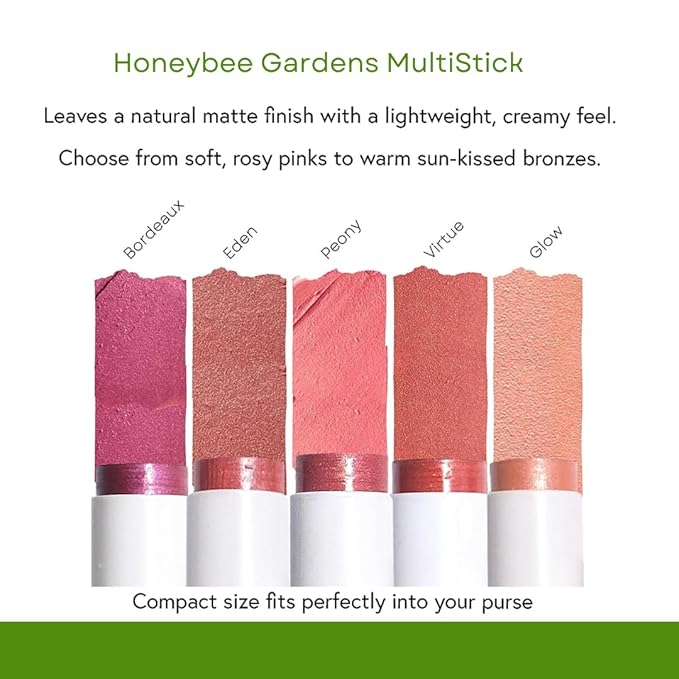 Honeybee Gardens Color Within Reach MultiStick, Bordeaux, Berry with Soft Shimmer, Multipurpose Makeup, Natural Glow, Easy Application, Vegan, Cruelty-Free, Net Wt. 0.2 oz