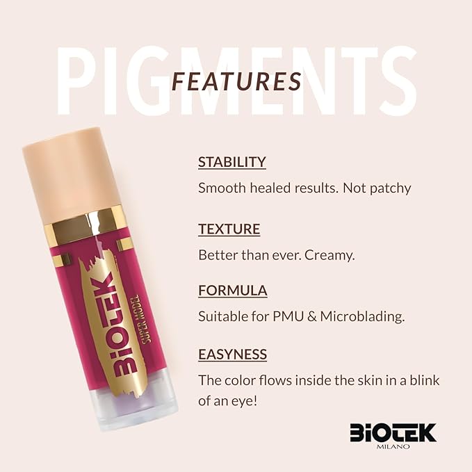 Biotek Lip Pigment for Permanent Makeup - Raspberry Color for Lip - Made in Italy - Supermodel 0,61 fl.oz.