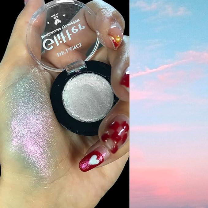 Afflano Glitter Eyeshadow - Sparkle Shimmer Duo Chrome Holographic High Pigmented Multichrome Chameleon Pink Face Highlighter