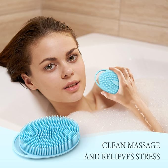 6 Pack Silicone Exfoliating Loofah Body Scrubber - Fit for All Skin Types, Clean and Sanitary