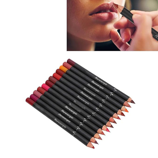 12Pcs Lip Liner Contour Pencil, Lip Liner Contour Pencil Matte Lipstick Set for Beauty Lovers Lipstick Pencil Makeup Tool Set Lip Contour Pencil Matte Lipstic