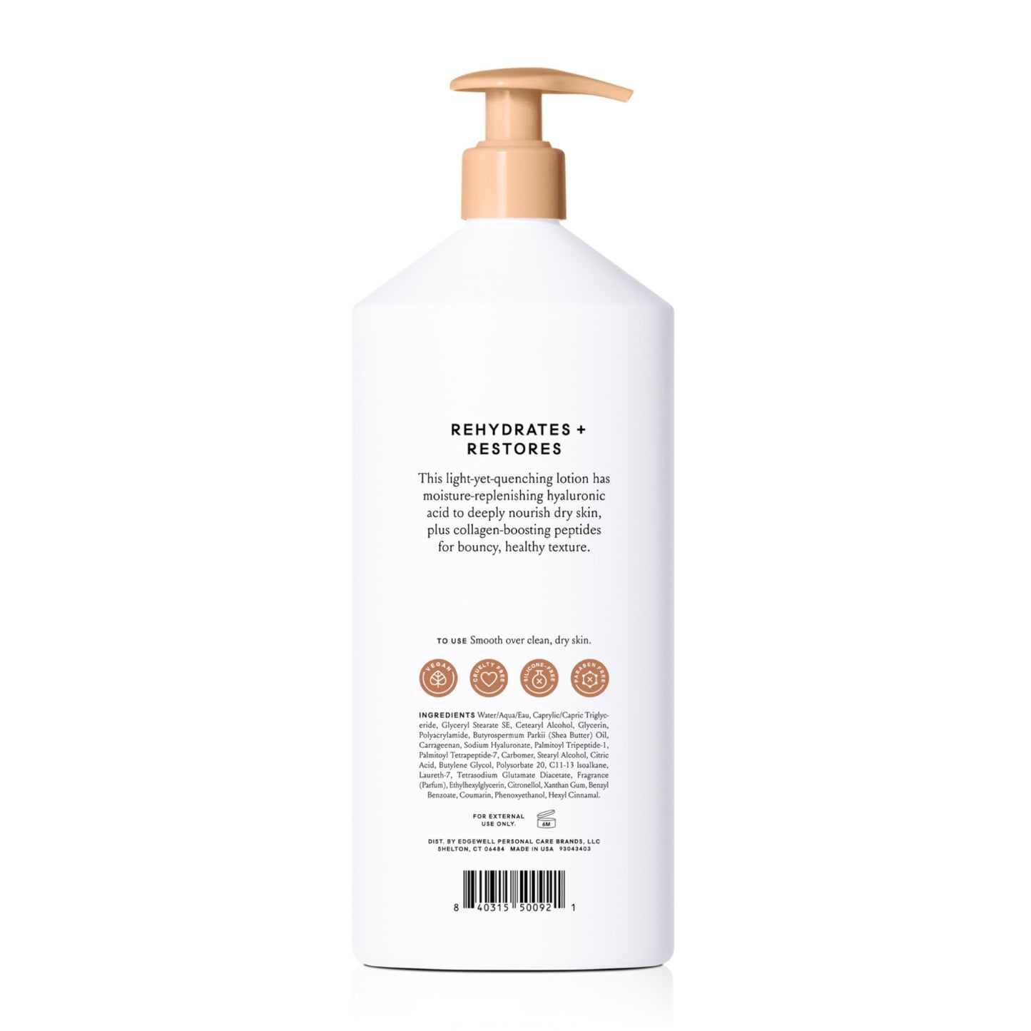 Billie Bounce Hydrating Women's Body Lotion, Vanilla Cedar Scent, with Hyaluronic Acid, 18 fl oz
