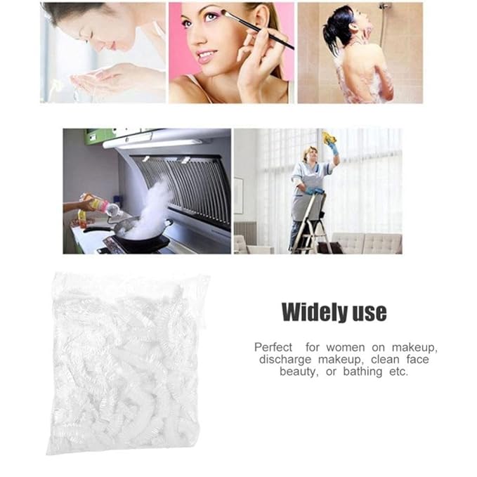 shower ,Disposable Shower ,100pcs Clear Plastic Bath Hair Processing Hair Salon Waterproof for Dye Spa Home Use Portable Travel Gift