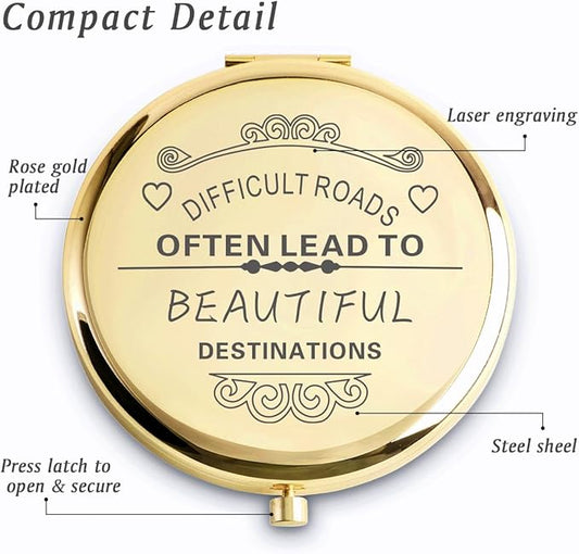Personalized Gifts for Women Girls, Inspirational Compact Mirrors, 2025 Graduation Gifts for Her, Unique Mothers Day Birthday Gifts for Mom Sister Wife Daughter Niece, Friendship Gifts for Friends