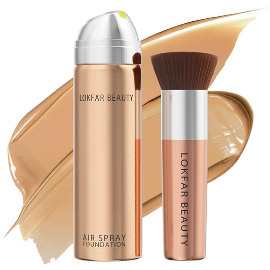 Airbrush Foundation Set with Soft Makeup Brush, [Light Weight], [Long Lasting], [Anti-aging Ingredient], [Oil Control Formula], Full Coverage Foundation for All Skin Type, 05# Sand