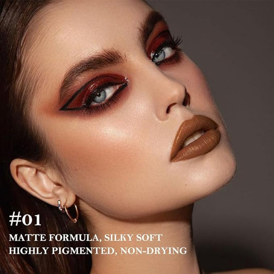 Matte Lip Crayon Lip Liner and Lipstick Combo Sets, Warm Brown Gradient Matte Lip Bar And Lip Liner Set, Contour Gradual Ombre Effect Lip Pencil For Old Women, Long Lasting Waterproof Smudge Proof