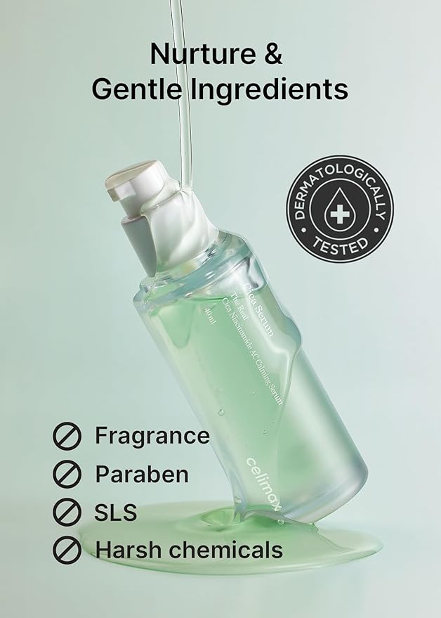 CELIMAX The Real Cica Niacinamide AC Calming Serum | Hyaluronic Acid Redness Relief Moisturizing Soothing Restoring Serum Mild Formula for Sensitive,Christmas Gift Stocking Stuffers 40ml