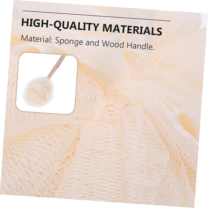 2pcs Bath Sponge Brush Handle Exfoliating Loofah Mesh Scrubber for Back and Feet Easy to Clean Suitable for All Ages for Daily Use and Travel