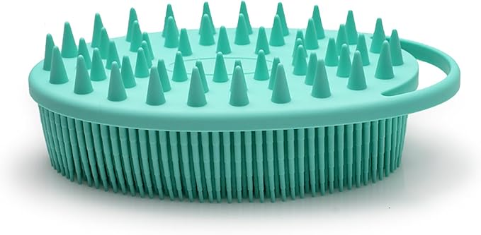 1 Pcs Silicone Bath Brush, Dual-Sided Massage Shower Brush, Suitable for Scrubbing, Suit for Kids & Adults, Household Soft Silicone Bathing Tool, Gentle & Non-Irritating (Green)