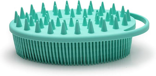 1 Pcs Silicone Bath Brush, Dual-Sided Massage Shower Brush, Suitable for Scrubbing, Suit for Kids & Adults, Household Soft Silicone Bathing Tool, Gentle & Non-Irritating (Green)