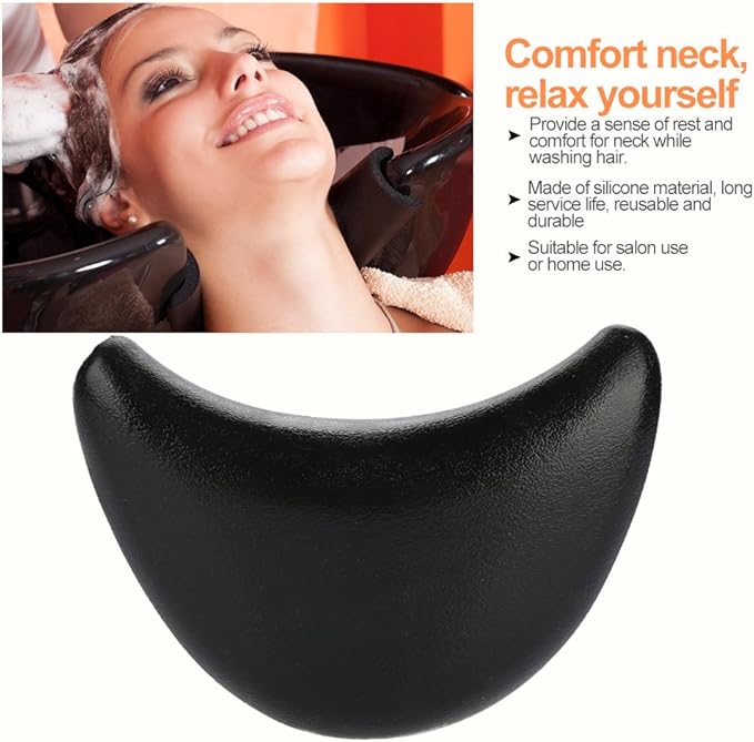 Salon Neck Pillow for Hair Wash Basin Hairdressing Salon Spa Silicone Neck Support Hair Washing Neck Rest Suction Pillow Shampoo Bowl Gel Pillow Headrests Cushion, Black