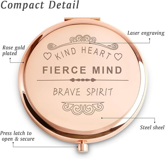 Personalized Gifts for Women Girls, Inspirational Compact Mirrors, 2025 Graduation Gifts for Her, Unique Mothers Day Birthday Gifts for Mom Sister Wife Daughter Niece, Friendship Gifts for Friends