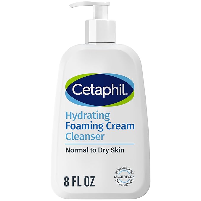 Cetaphil Cream to Foam Face Wash, Hydrating Foaming Cream Cleanser, 8 oz, For Normal to Dry, Sensitive Skin, with Soothing Prebiotic Aloe, Hypoallergenic, Fragrance Free