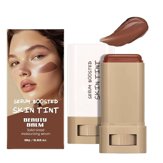Beauty Balm Serum Boosted Skin Tint, Solid Tinted Moisturizing Serum Foundation Stick, Buildable Medium-to-Full Coverage Contour Stick for Face Makeup (#03)