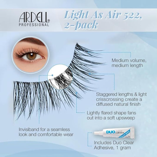 Ardell Light As Air 522 Lashes 2 Pairs + 1 gram DUO Pipette