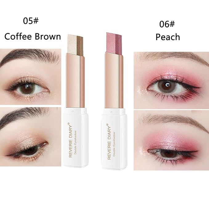 12 Colors Glitter Eyeshadow Stick,Double Colors Shimmer Eye Shadow Stick Gradient Eye Makeup