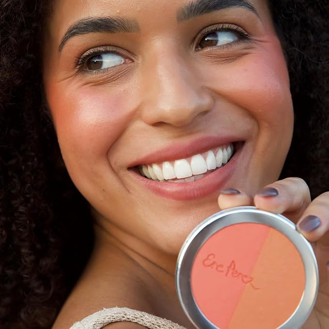 Ere Perez - Natural Rice Powder Blush Duo | Hydrate, Soothe, Calm | Sunflower + Chamomile Oils, Vitamin E | Sensitive Skin Safe, Vegan, Cruelty-Free, Clean Beauty (Bondi, 0.32 oz | 9 g)