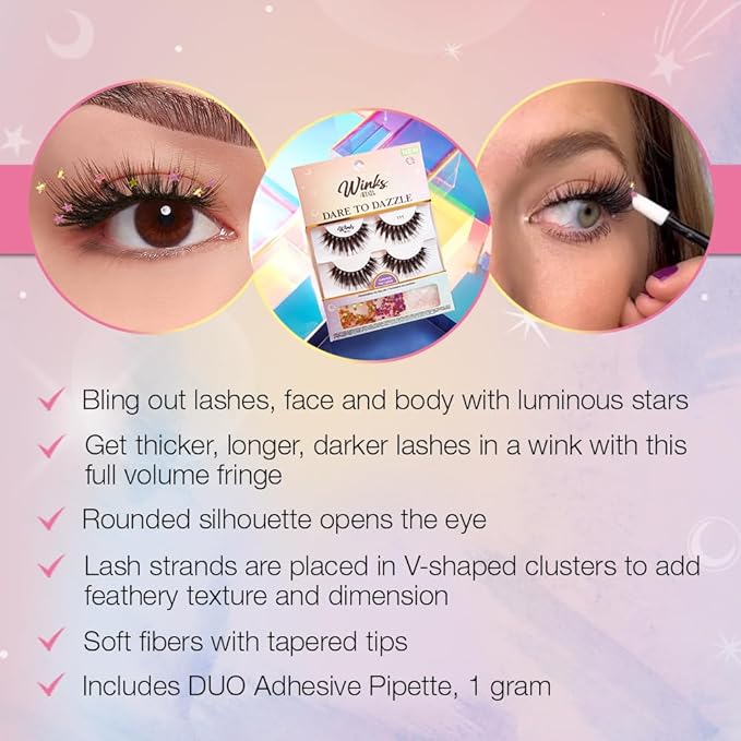 Ardell Winks 111 Lash Kit, Includes False Lashes, 144 Jewels, Lash Adhesive, Picker Tool - Complete False Eyelashes Set