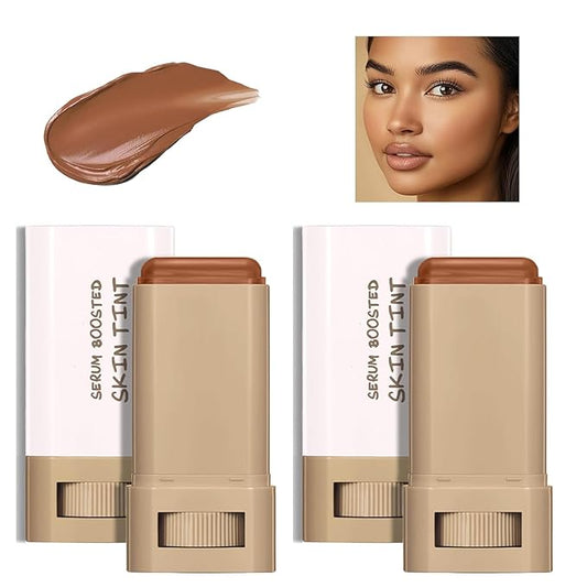 2Pcs Foundation Stick Beauty Balm Serum Boosted Skin Tint, Solid Tinted Moisturizing Serum Contour Stick Foundation Face, Beauty Balm Boosted Tint for Women (#3)