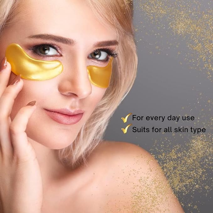 24K Gold Under Eye Patches, Eye Mask,Eye Patches for Puffy Eyes and Collagen Face Cream