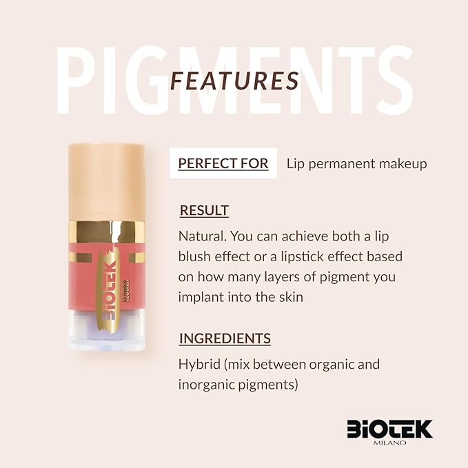 Biotek Lip Pigment for Permanent Makeup - Pink Peach Color for Lip - Made in Italy - Flower 0,24 fl.oz.