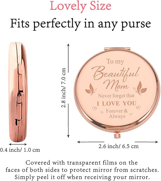 Lucullan Lepole for Mom Gifts from Daughter Rose Gold Compact Mirror Gifts for Mom Birthday Gifts for Mom from Son Mother of The Bride Gifts Mother in Law Stocking Stuffers for Women