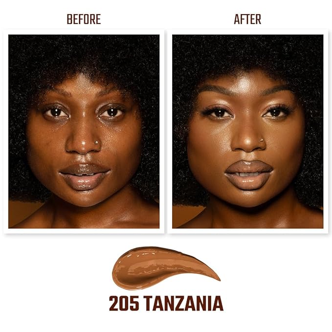 Juvia's Place I Am Magic Natural Radiance Foundation - 205Tanzania - Full Coverage Liquid Foundation Makeup for Dry, Mature, Aging, and Combination Skin - Lightweight Longwear Base with Radiant Finish