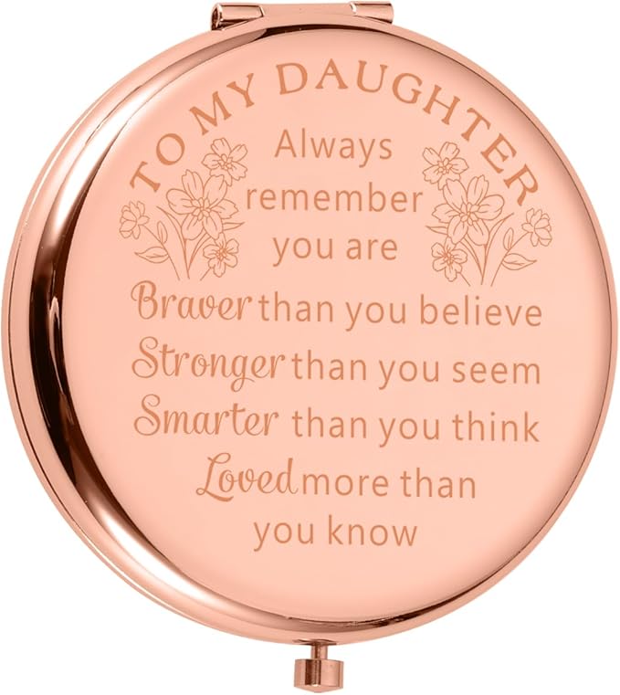 Back to School Gifts for Girls Birthday Gifts for Daughter from Mom Dad Inspirational Compact Mirror First Day of School 2025 Graduation Gift for Her Teens First Communion Confirmation Baptism