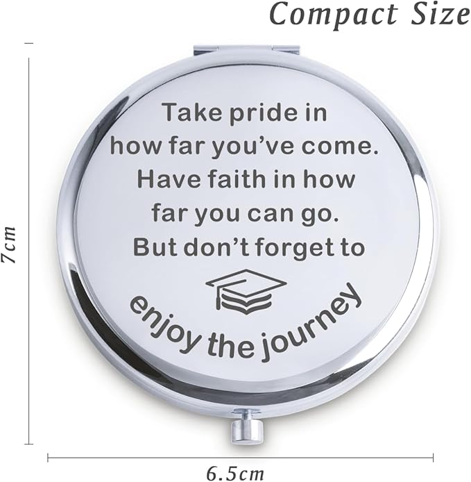 Graduation Gifts for Her 2025, Personalized Compact Mirror, Class of 2025 Gift for Female Graduate, University, College, Medical School, High School Graduation Gift for Women Girls