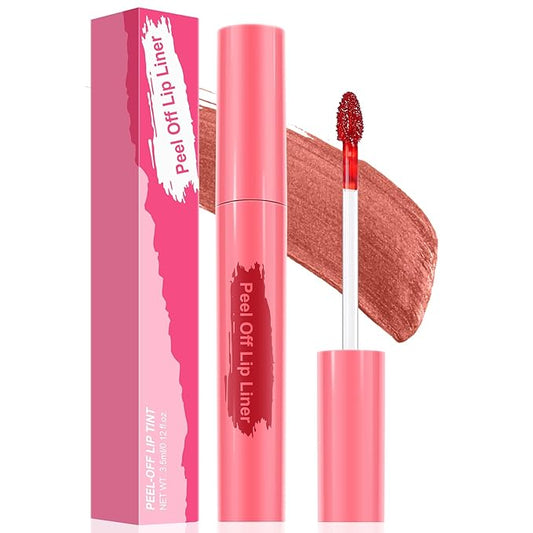 Lip Stain Peel Off - Long Wear Tattoo Lip Liner, Waterproof & Transfer-proof Peel Off Lip Stain with Matte Finish, Lip Tint For All Skin Types (Coral Red, 1 Count(Pack of 1))