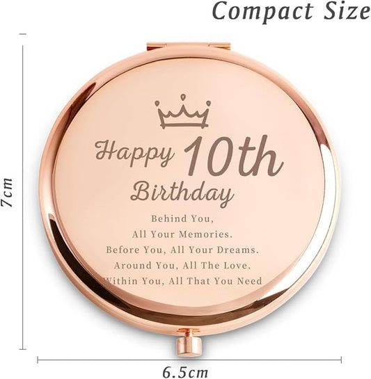 13th Birthday Gifts for Girls, Sweet Female Presents for 13 Year Old for Daughter Niece Granddaughter Sister Friend, Personalized Engraved Compact Mirror Gift Ideas