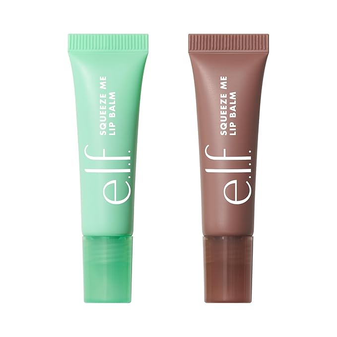e.l.f. Squeeze Me More Lip Balm Duo, Moisturizing Balm For A Sheer Tint Of Color, Made With Hyaluronic Acid, Vegan & Cruelty-Free, Mint & Chocolate