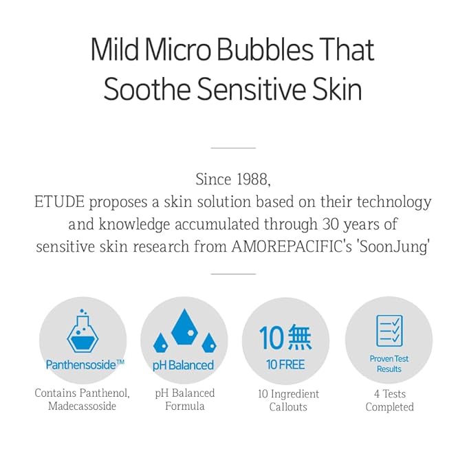 ETUDE SoonJung pH 6.5 Whip Cleanser | Mild Micro Foaming Face Wash for Sensitive Skin, Panthenol, Madecassoside for Soothing, Barrier Repair, Low pH, Vegan Certified, Non-comedogenic, 5.07 Fl Oz