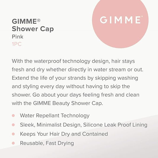 Gimme Beauty - Lined Shower Cap for Women and Men - Sleek Waterproof Shower Cap for Long Hair or Dry Styles - Reusable & Fast Drying with a Silicone Leak Proof Lining - Soft Pink (1 Count)
