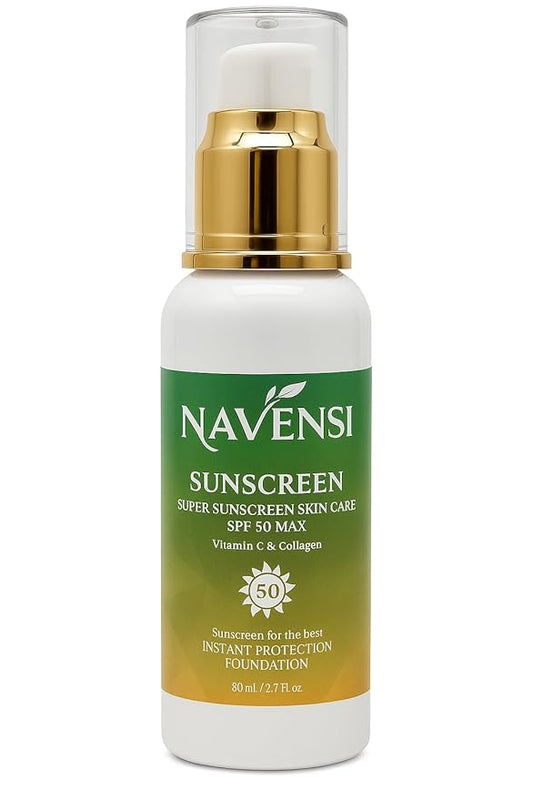SPF 50 Sunscreen 80ml / 2.7 fl oz – Broad Spectrum UVA/UVB Protection with Vitamin C & Collagen – Lightweight, Non-Greasy & Hydrating Sunblock for Face & Body – Anti-Aging, Anti-Wrinkle