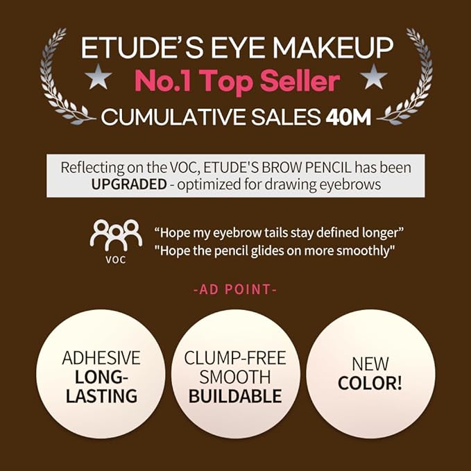 ETUDE Drawing Eye Brow - Gray Brown | Long-Lasting Eyebrow Pencil for Soft Textured Natural Daily Look Eyebrow, Korean Makeup, Kbeauty, Perfect for Gift