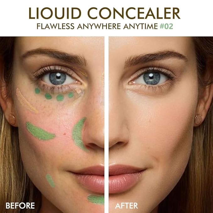 2-In-1 Green & Dark Nude Camo Concealer, Under Eye Brightener, Long-Lasting Full-Coverage Highly Pigmented Matte Finish Concealer | Conceal Crease-Proof | Makeup for Middle-Aged & Older Women
