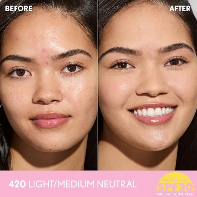 COVERGIRL Clean Fresh Blurring Skin Tint with SPF 30, 420 Light/Medium Neutral, Liquid Foundation, Soft Matte Finish, Smooths, Brightens, Blurs Pores, Mineral Sunscreen, Vegan Formula