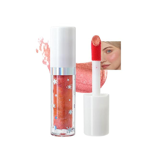 Marble Liquid Blush, Long-lasting Liquid Blush for Cheeks with High-pigment Color, Lightweight & Buildable Formula, Creates A Soft, Shimmery Finish (#01)