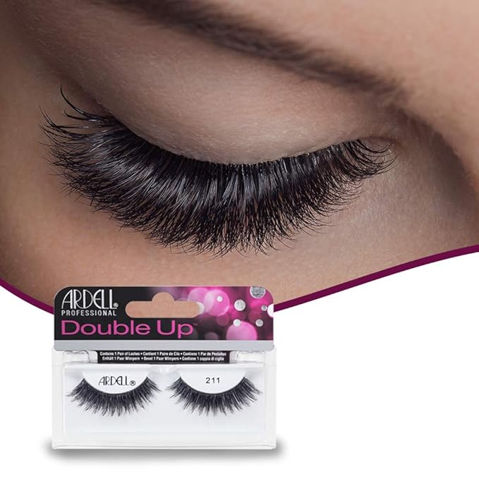Ardell False Eyelashes Double up 211, Delicate Feminine Aura effect, 4 pack