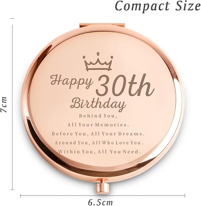 35th Birthday Gifts for Women, Best Female Presents for 35 Year Old for Her Ladies Daughter Sister Wife Friends Aunt, Personalized Engraved Compact Mirror Gift Ideas