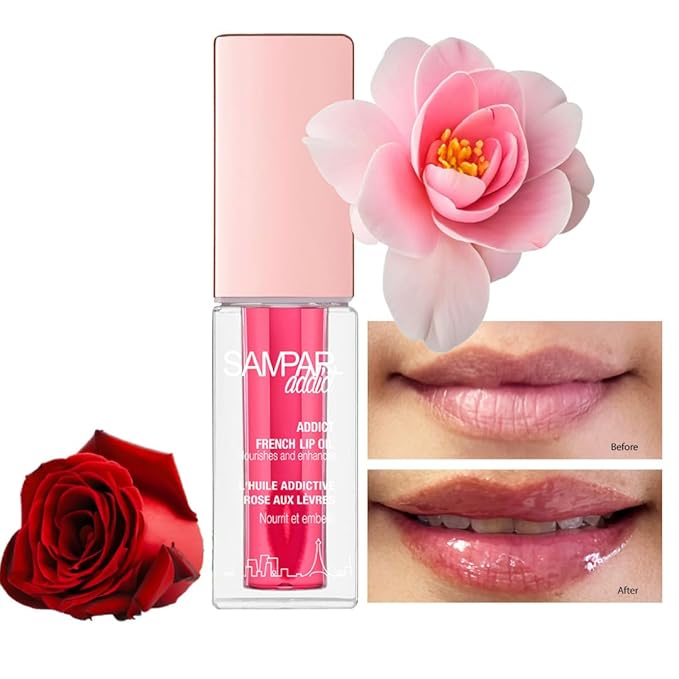 Addict French Lip Oil - Camellia Lip Oil for Deep Hydration, Glossy Finish & Nourishing Care - Non-Sticky Lip Treatment for Soft, Smooth Lips - All Skin Types - Cruelty-Free, 1 oz